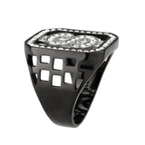 TK3758 - Two Tone IP Black (Ion Plating) Stainless Steel Ring with Top Grade Crystal in Clear - Alamode