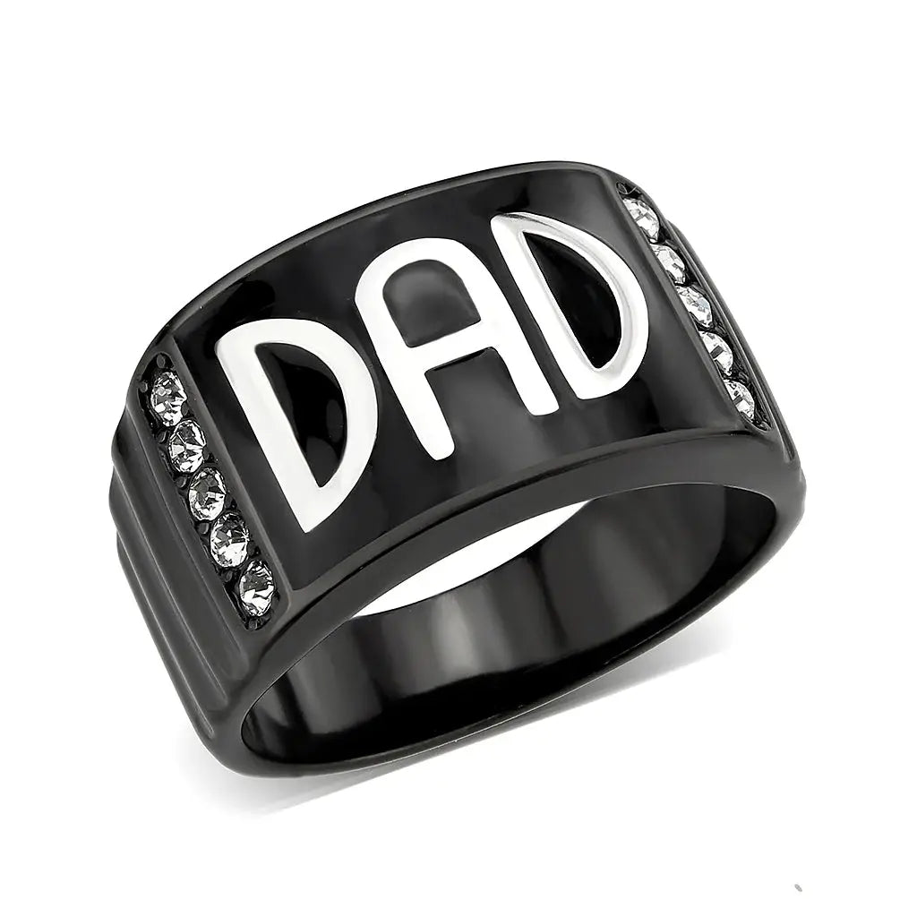 TK3759 - Two Tone IP Black (Ion Plating) Stainless Steel Ring with Top Grade Crystal in Clear - Alamode - Flyclothing LLC