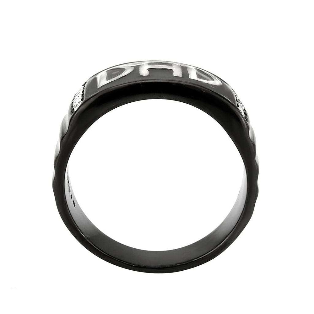 TK3759 - Two Tone IP Black (Ion Plating) Stainless Steel Ring with Top Grade Crystal in Clear - Alamode - Flyclothing LLC
