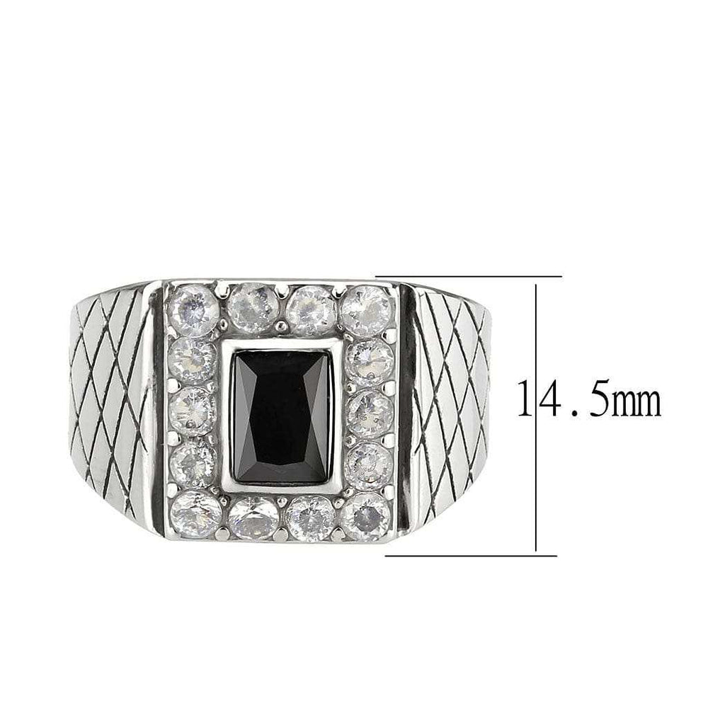 TK3761 - High polished (no plating) Stainless Steel Ring with AAA Grade CZ in Jet - Alamode - Flyclothing LLC