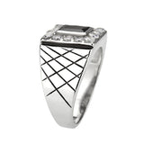 TK3761 - High polished (no plating) Stainless Steel Ring with AAA Grade CZ in Jet
