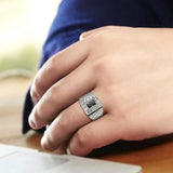 TK3761 - High polished (no plating) Stainless Steel Ring with AAA Grade CZ in Jet - Alamode - Flyclothing LLC