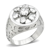 TK3762 - High polished (no plating) Stainless Steel Ring with AAA Grade CZ in Clear - Alamode - Flyclothing LLC