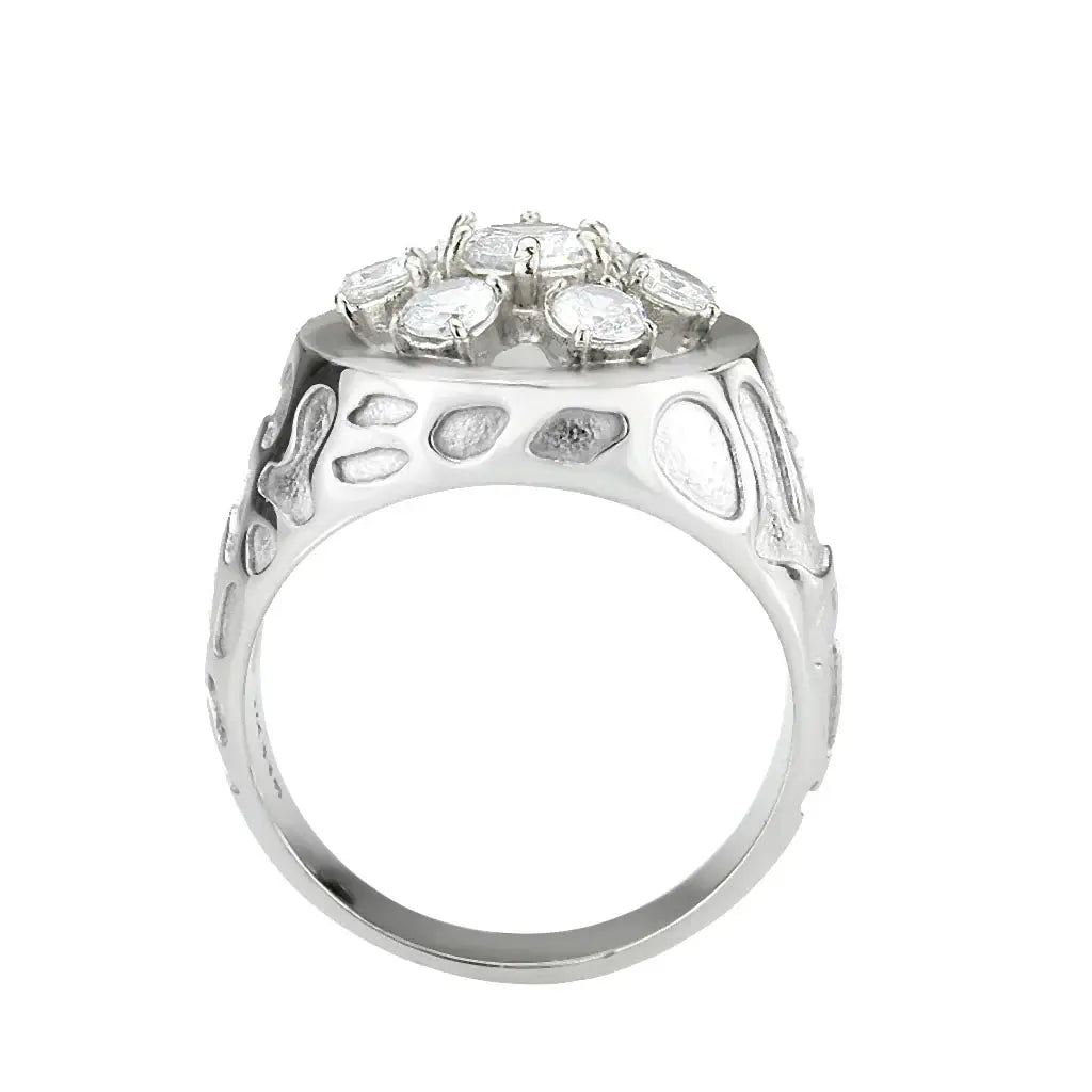 TK3762 - High polished (no plating) Stainless Steel Ring with AAA Grade CZ in Clear - Alamode - Flyclothing LLC