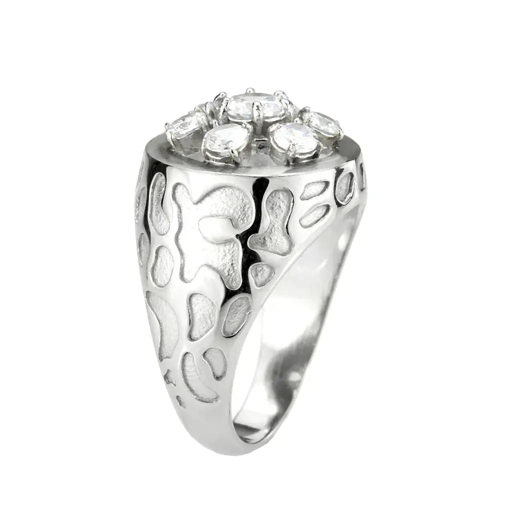 TK3762 - High polished (no plating) Stainless Steel Ring with AAA Grade CZ in Clear - Alamode - Flyclothing LLC