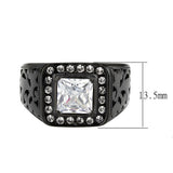 TK3763 - IP Black (Ion Plating) Stainless Steel Ring with AAA Grade CZ in Clear - Alamode