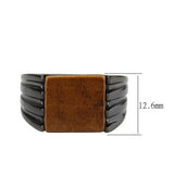 TK3766 - IP Black (Ion Plating) Stainless Steel Ring with Semi-Precious in Topaz - Alamode - Flyclothing LLC