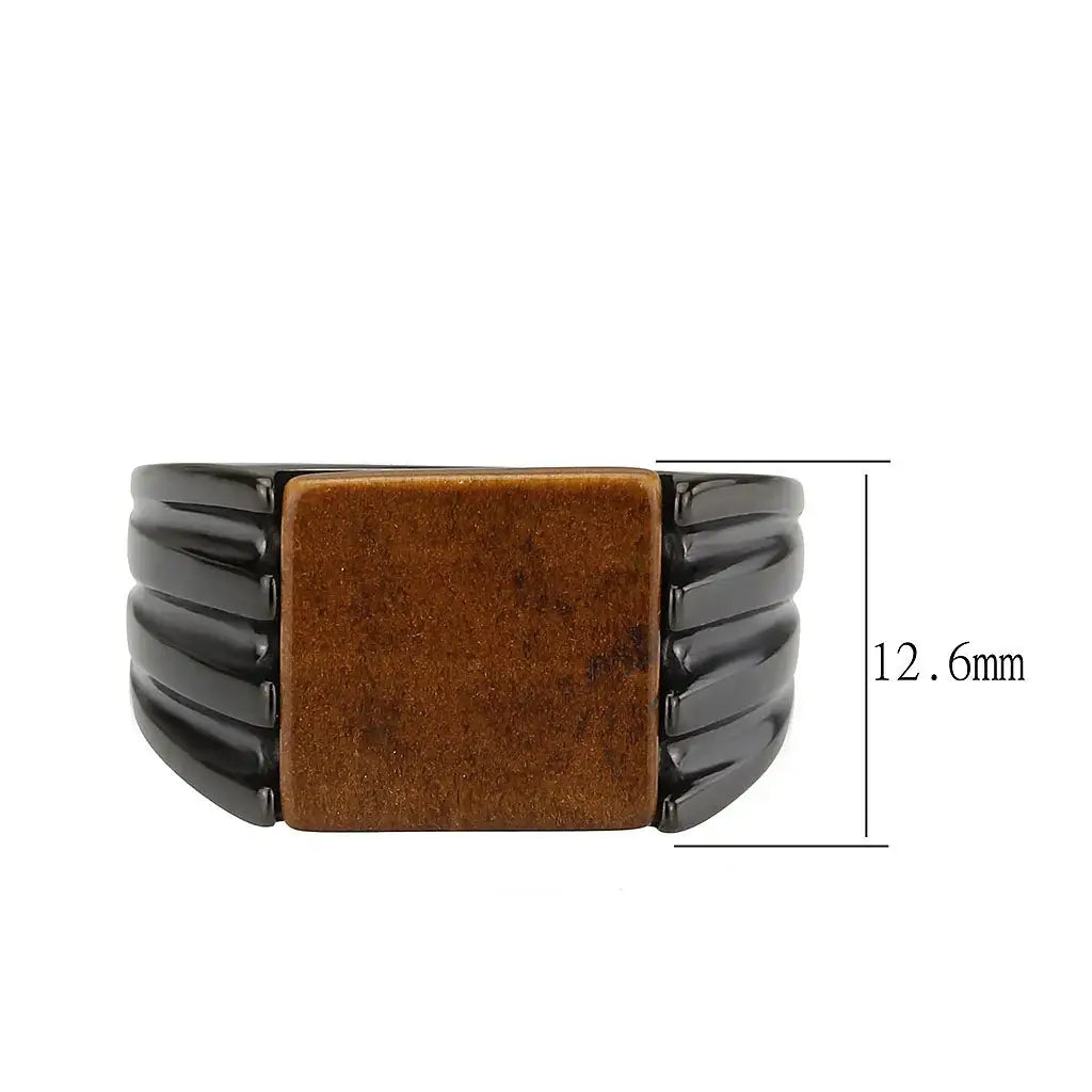 TK3766 - IP Black (Ion Plating) Stainless Steel Ring with Semi-Precious in Topaz - Alamode - Flyclothing LLC