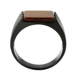 TK3766 - IP Black (Ion Plating) Stainless Steel Ring with Semi-Precious in Topaz - Alamode - Flyclothing LLC