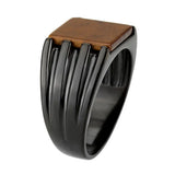 TK3766 - IP Black (Ion Plating) Stainless Steel Ring with Semi-Precious in Topaz - Alamode - Flyclothing LLC