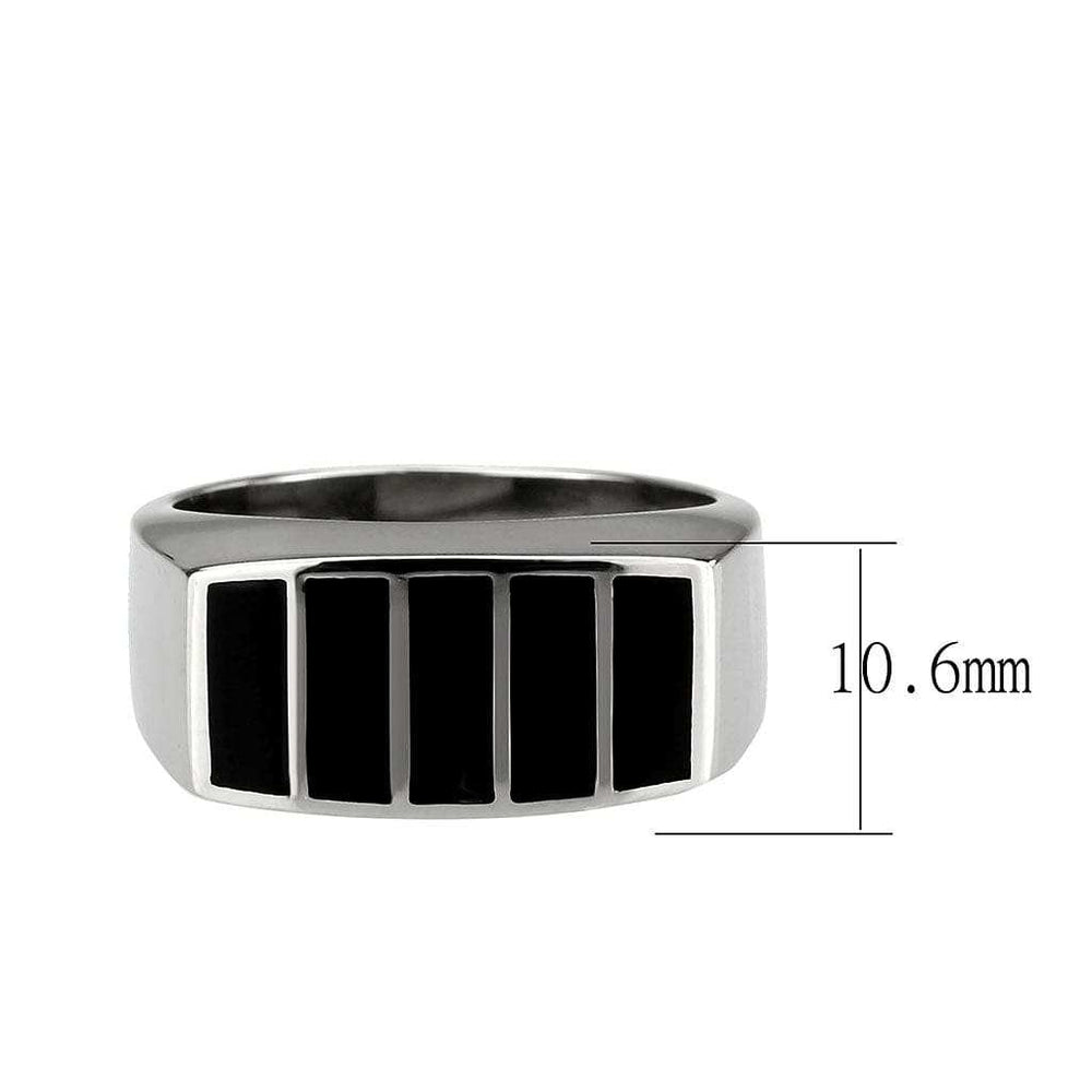 TK3767 - High polished (no plating) Stainless Steel Ring with Epoxy in Jet - Alamode - Flyclothing LLC