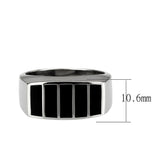 TK3767 - High polished (no plating) Stainless Steel Ring with Epoxy in Jet - Alamode