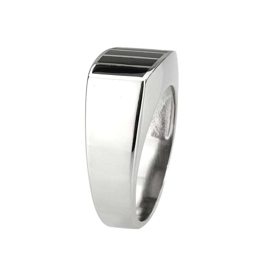 TK3767 - High polished (no plating) Stainless Steel Ring with Epoxy in Jet - Alamode - Flyclothing LLC