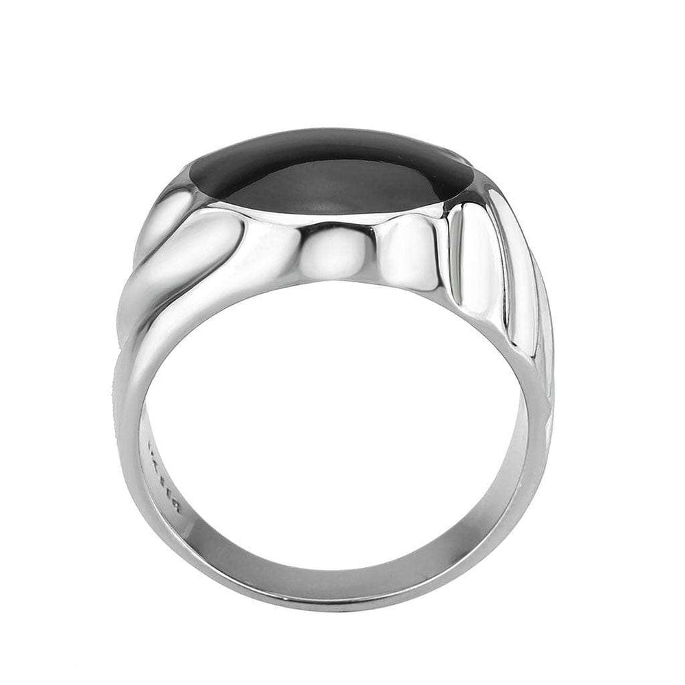 TK3768 - High polished (no plating) Stainless Steel Ring with Epoxy in Jet - Alamode - Flyclothing LLC