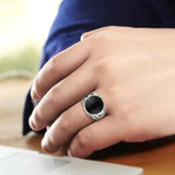 TK3768 - High polished (no plating) Stainless Steel Ring with Epoxy in Jet - Alamode - Flyclothing LLC