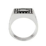 TK3769 - High polished (no plating) Stainless Steel Ring with AAA Grade CZ in Jet - Alamode