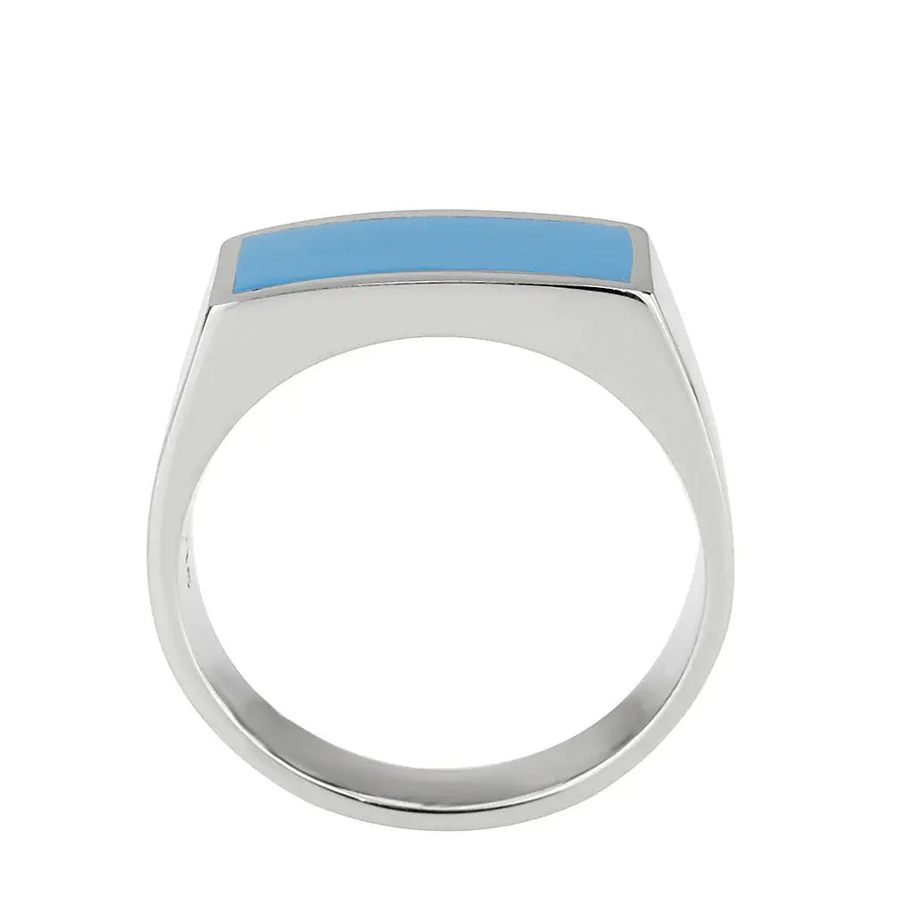 TK3770 - High polished (no plating) Stainless Steel Ring with Epoxy in SeaBlue - Alamode - Flyclothing LLC