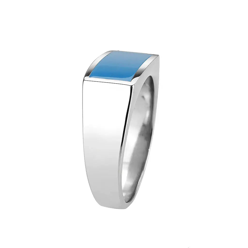TK3770 - High polished (no plating) Stainless Steel Ring with Epoxy in SeaBlue - Alamode - Flyclothing LLC