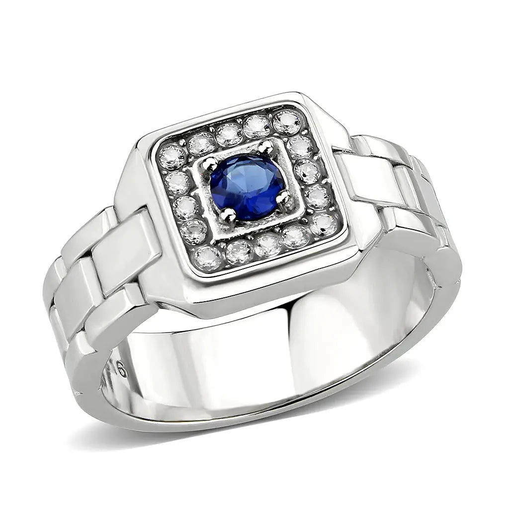 TK3771 - High polished (no plating) Stainless Steel Ring with Synthetic in Montana - Alamode - Flyclothing LLC