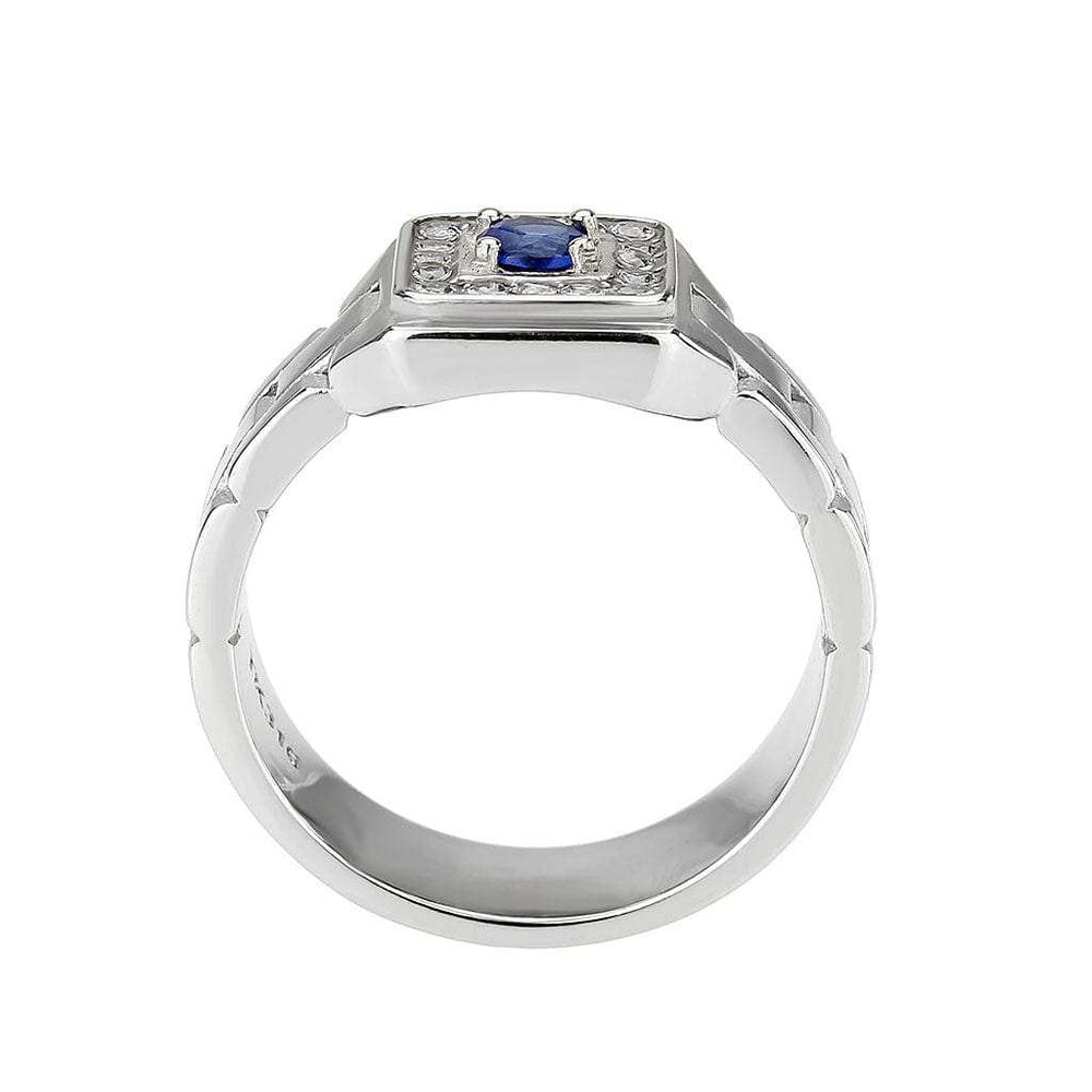 TK3771 - High polished (no plating) Stainless Steel Ring with Synthetic in Montana - Alamode - Flyclothing LLC