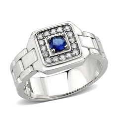 TK3771 - High polished (no plating) Stainless Steel Ring with Synthetic in Montana
