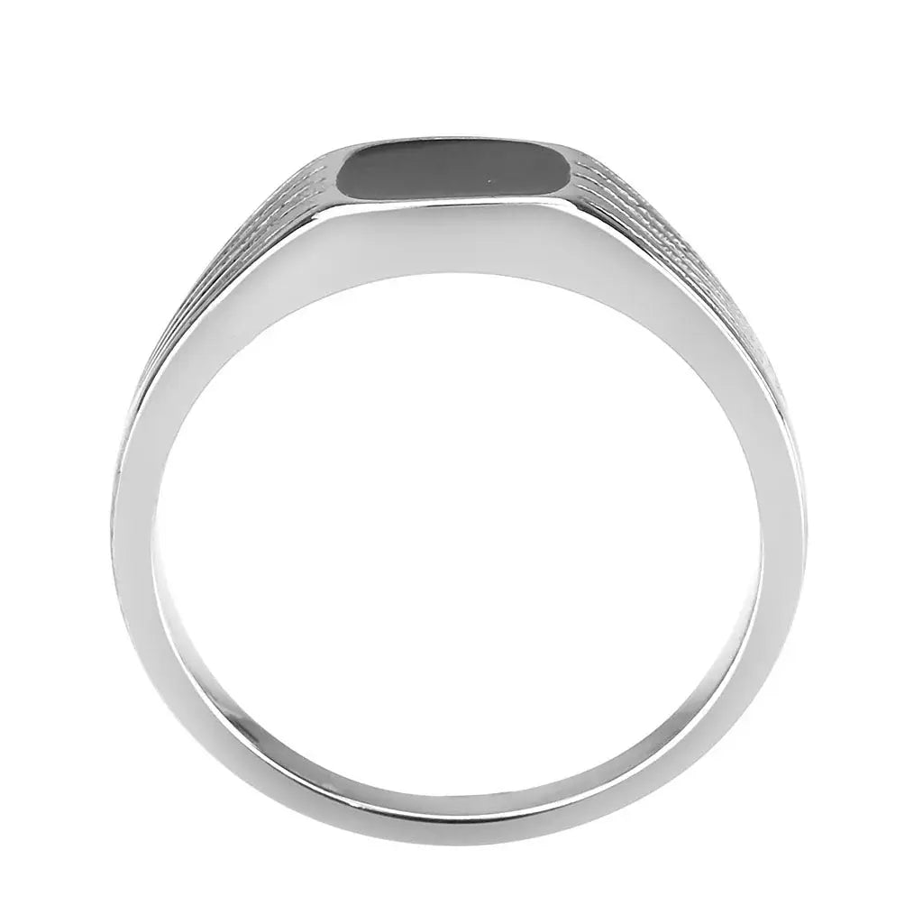 TK3772 - High polished (no plating) Stainless Steel Ring with Epoxy in Jet - Alamode - Flyclothing LLC
