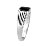 TK3772 - High polished (no plating) Stainless Steel Ring with Epoxy in Jet - Alamode