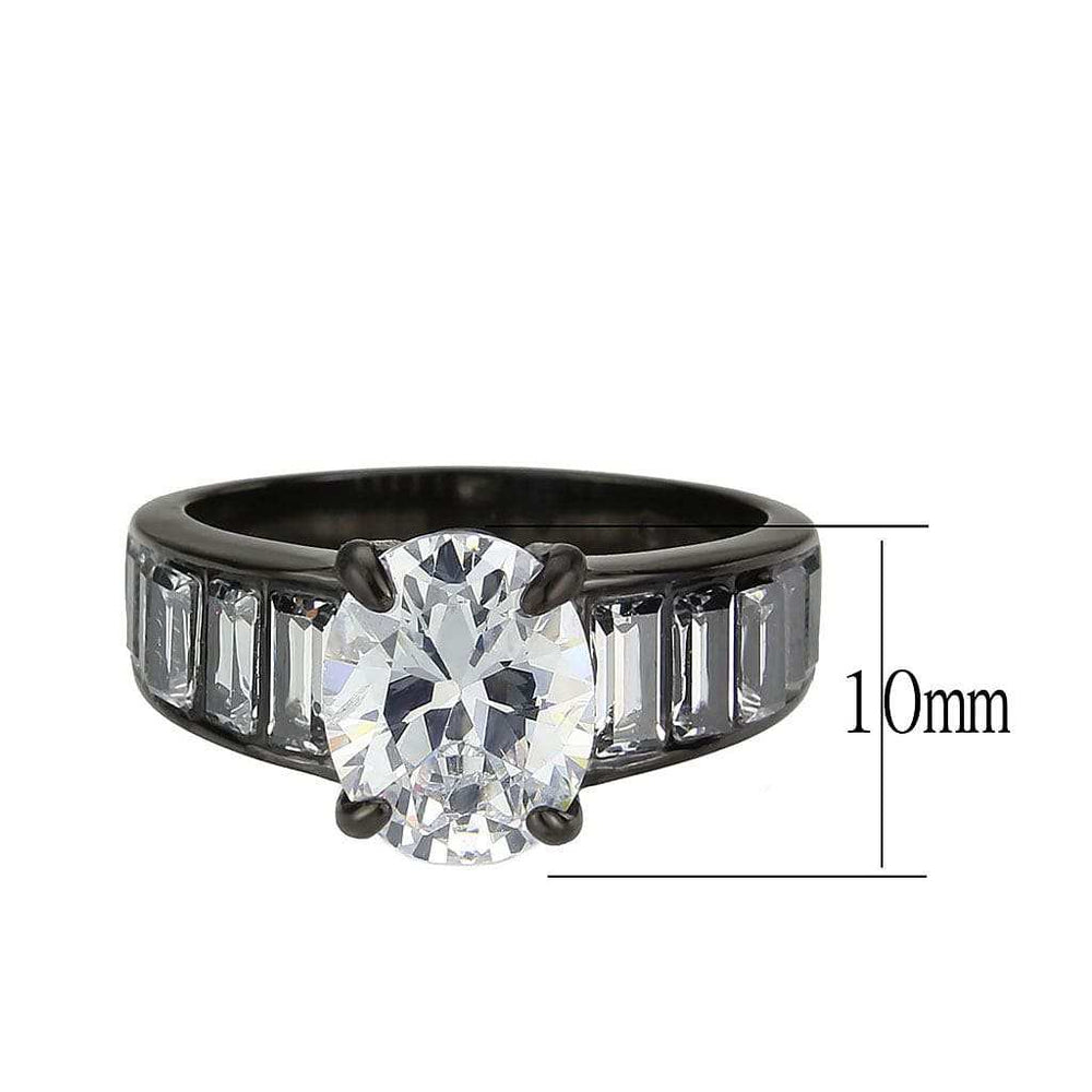 TK3778 - IP Black (Ion Plating) Stainless Steel Ring with AAA Grade CZ in Clear - Alamode - Flyclothing LLC
