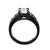 TK3778 - IP Black (Ion Plating) Stainless Steel Ring with AAA Grade CZ in Clear - Alamode - Flyclothing LLC
