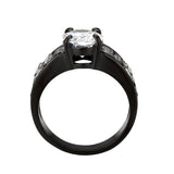TK3778 - IP Black (Ion Plating) Stainless Steel Ring with AAA Grade CZ in Clear - Alamode