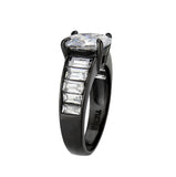 TK3778 - IP Black (Ion Plating) Stainless Steel Ring with AAA Grade CZ in Clear - Alamode