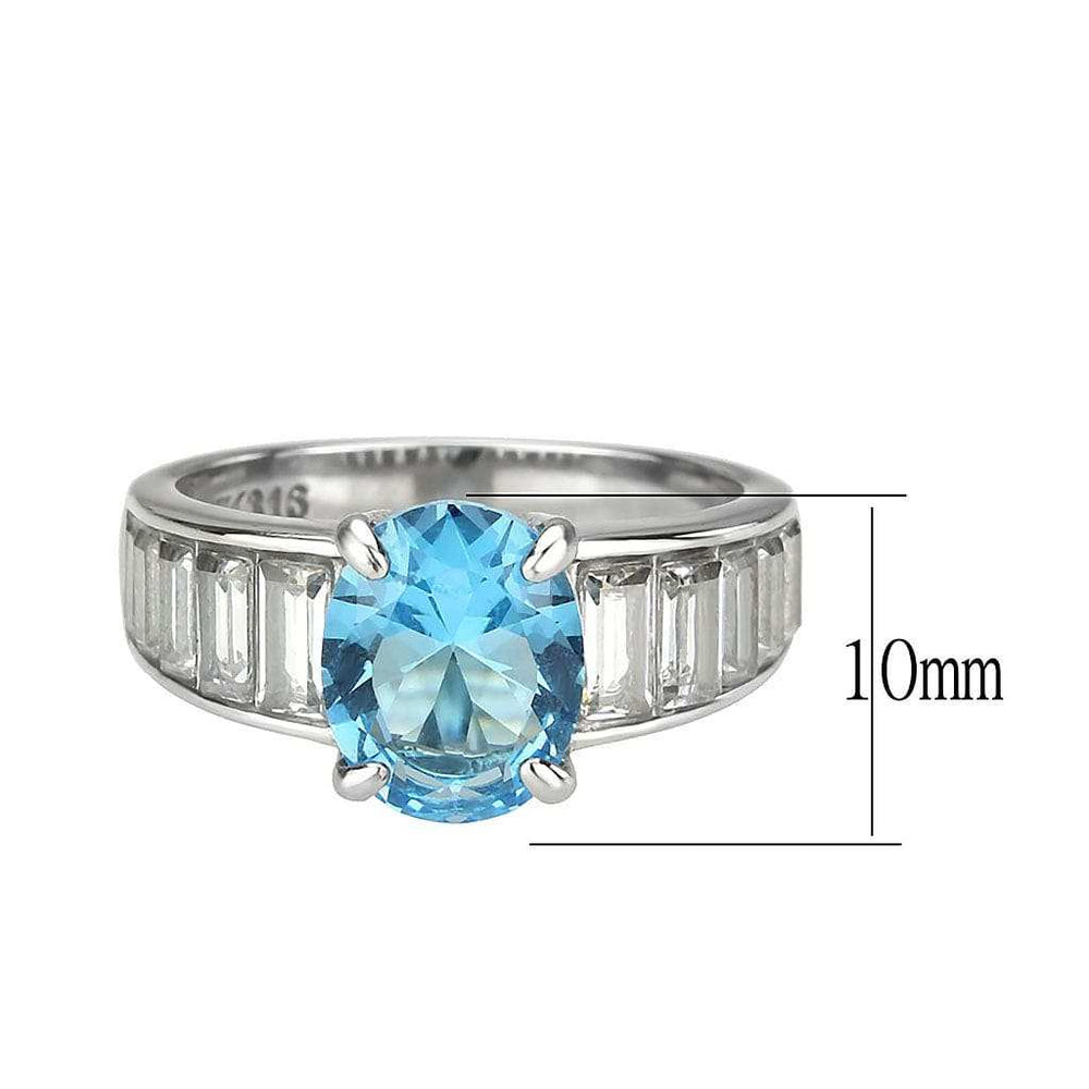 TK3779 - High polished (no plating) Stainless Steel Ring with Synthetic in SeaBlue - Alamode - Flyclothing LLC
