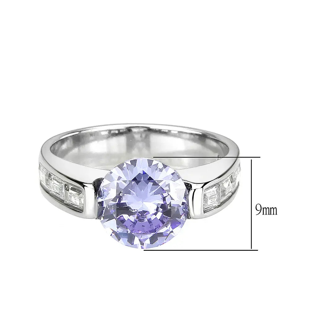 TK3780 - High polished (no plating) Stainless Steel Ring with AAA Grade CZ in LightAmethyst - Alamode - Flyclothing LLC