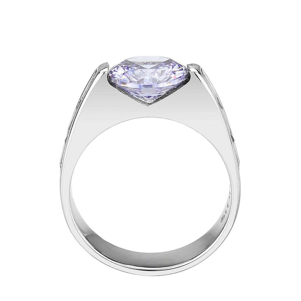 TK3780 - High polished (no plating) Stainless Steel Ring with AAA Grade CZ in LightAmethyst - Alamode - Flyclothing LLC