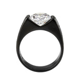 TK3781 - IP Black (Ion Plating) Stainless Steel Ring with AAA Grade CZ in Clear - Alamode