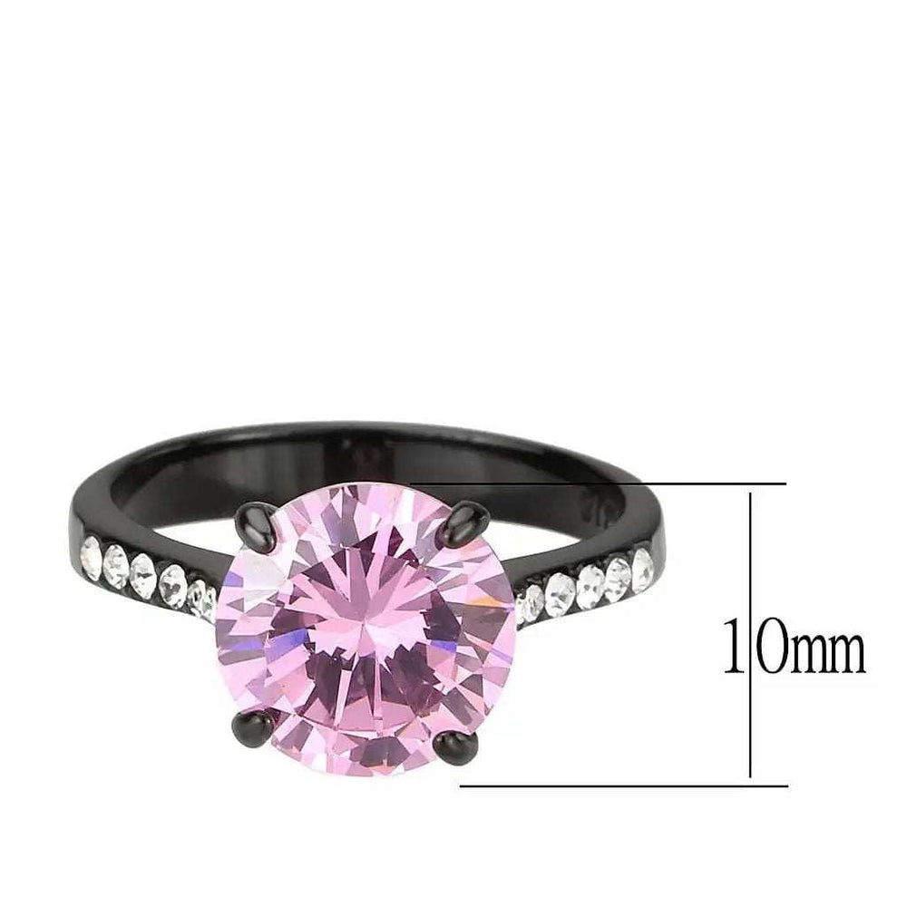 TK3782 - IP Black (Ion Plating) Stainless Steel Ring with AAA Grade CZ in Rose - Alamode - Flyclothing LLC