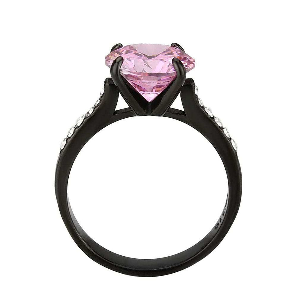 TK3782 - IP Black (Ion Plating) Stainless Steel Ring with AAA Grade CZ in Rose - Alamode - Flyclothing LLC