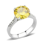 TK3783 - High polished (no plating) Stainless Steel Ring with AAA Grade CZ in Topaz - Alamode - Flyclothing LLC