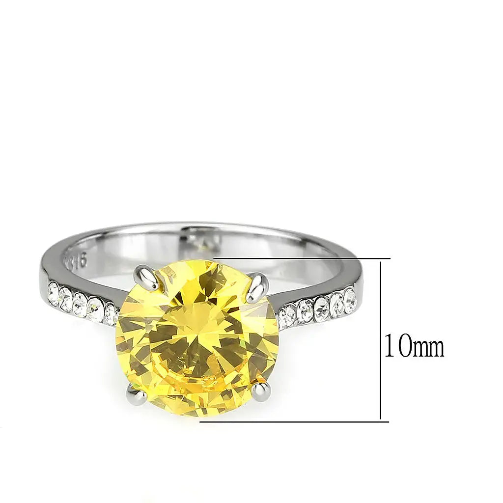 TK3783 - High polished (no plating) Stainless Steel Ring with AAA Grade CZ in Topaz - Alamode - Flyclothing LLC