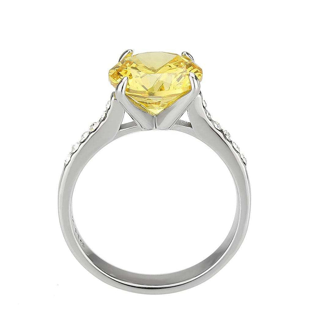 TK3783 - High polished (no plating) Stainless Steel Ring with AAA Grade CZ in Topaz - Alamode - Flyclothing LLC