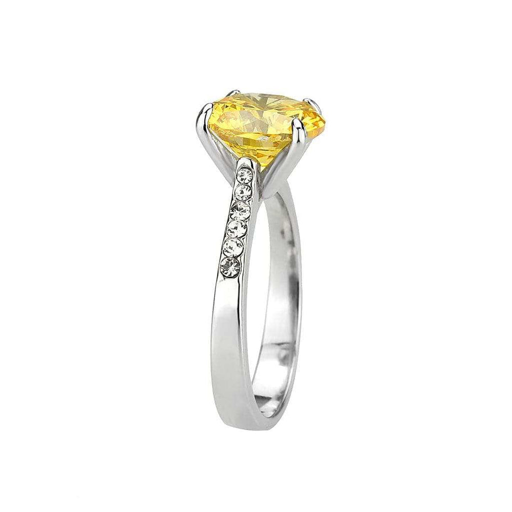 TK3783 - High polished (no plating) Stainless Steel Ring with AAA Grade CZ in Topaz - Alamode - Flyclothing LLC