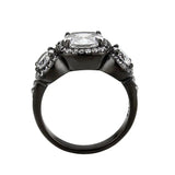 TK3784 - IP Black (Ion Plating) Stainless Steel Ring with AAA Grade CZ in Clear - Alamode
