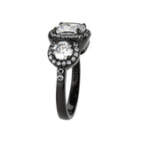 TK3784 - IP Black (Ion Plating) Stainless Steel Ring with AAA Grade CZ in Clear - Alamode
