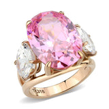 TK3789 - IP Rose Gold(Ion Plating) Stainless Steel Ring with AAA Grade CZ in Rose - Alamode - Flyclothing LLC