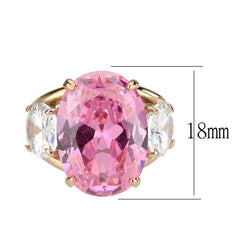 TK3789 - IP Rose Gold(Ion Plating) Stainless Steel Ring with AAA Grade CZ in Rose
