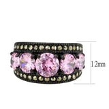 TK3792 - IP Black (Ion Plating) Stainless Steel Ring with AAA Grade CZ in Rose - Alamode - Flyclothing LLC