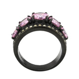 TK3792 - IP Black (Ion Plating) Stainless Steel Ring with AAA Grade CZ in Rose - Alamode - Flyclothing LLC