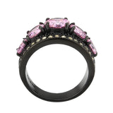 TK3792 - IP Black (Ion Plating) Stainless Steel Ring with AAA Grade CZ in Rose - Alamode