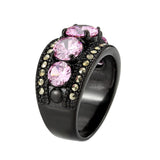 TK3792 - IP Black (Ion Plating) Stainless Steel Ring with AAA Grade CZ in Rose - Alamode