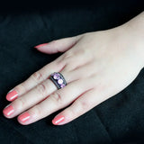 TK3792 - IP Black (Ion Plating) Stainless Steel Ring with AAA Grade CZ in Rose - Alamode - Flyclothing LLC